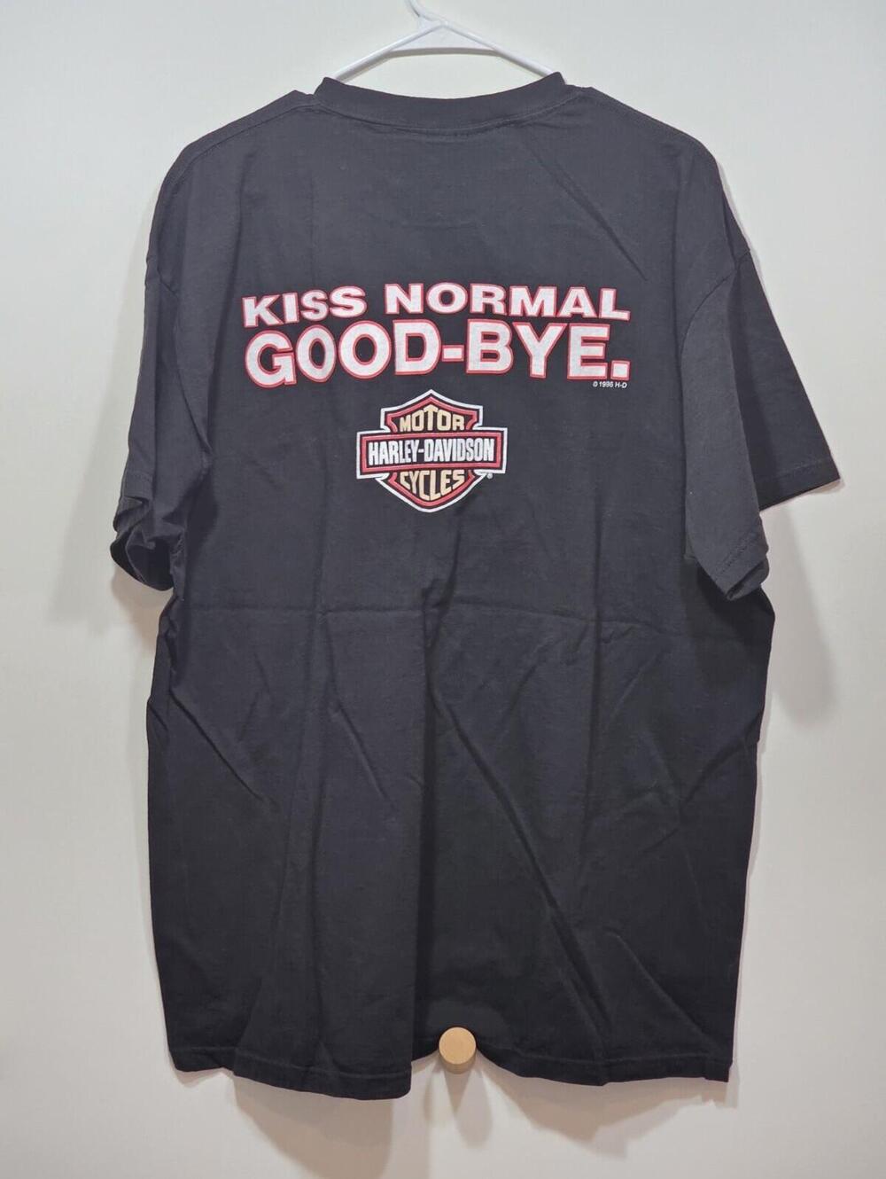 Vintage 1996 Harley Davidson Mens XL Kiss Normal Good-Bye T-shirt USA - Picture 3 of 11